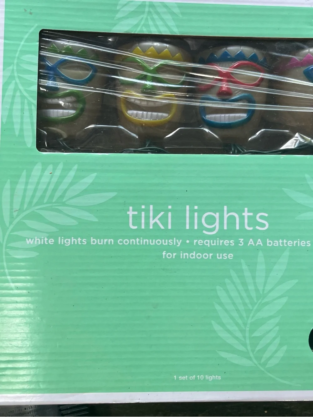 Tiki Lights String - Colorful Masked Faces (Green, Yellow, Blue, Pink)